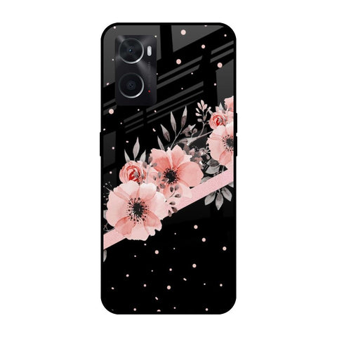 Floral Black Band Glossy Case For Oppo A36