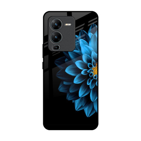 Half Blue Flower Glossy Case for Vivo V25 Pro