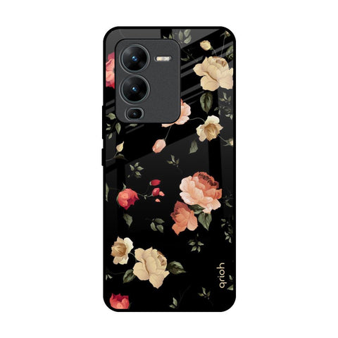 Black Spring Floral Glossy Case for Vivo V25 Pro