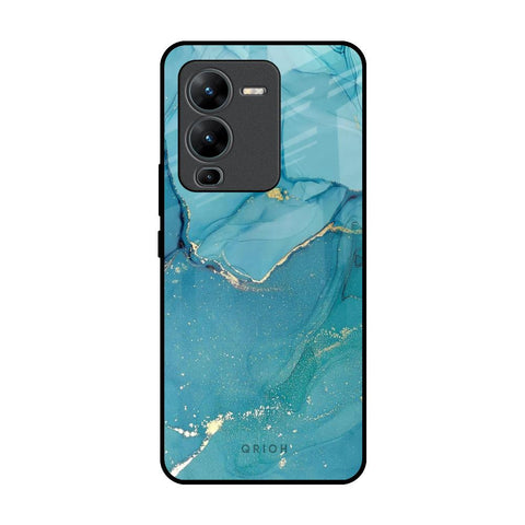 Blue Golden Glitter Glossy Case for Vivo V25 Pro