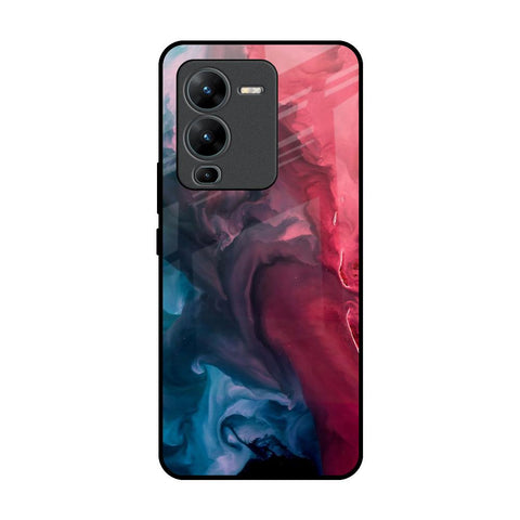 Blue & Red Smoke Glossy Case for Vivo V25 Pro