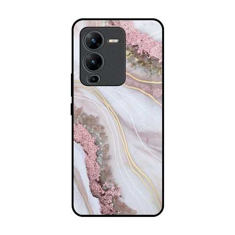 Pink & Gold Gllitter Marble Glossy Case for Vivo V25 Pro