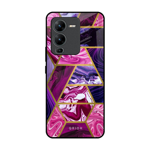 Electroplated Geometric Marble Glossy Case for Vivo V25 Pro