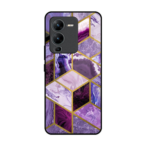 Purple Rhombus Marble Glossy Case for Vivo V25 Pro