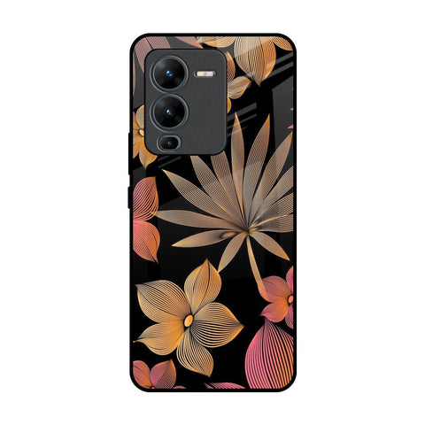 Lines Pattern Flowers Glossy Case for Vivo V25 Pro