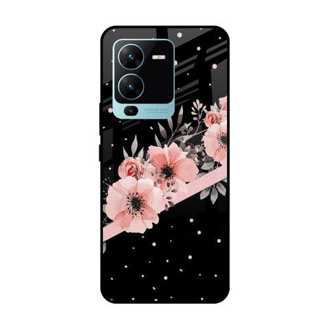 Floral Black Band Glossy Case For Vivo V25 Pro