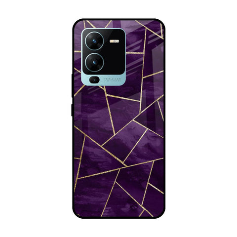 Geometric Purple Glossy Case For Vivo V25 Pro