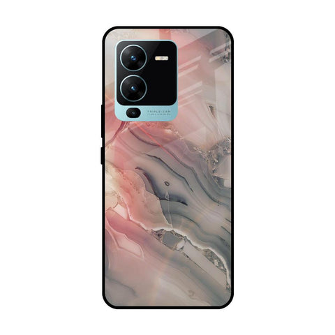 Pink And Grey Marble Glossy Case For Vivo V25 Pro