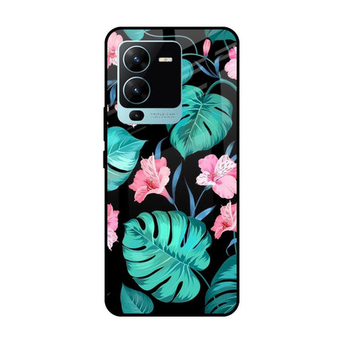 Tropical Leaves & Pink Flowers Glossy case for Vivo V25 Pro