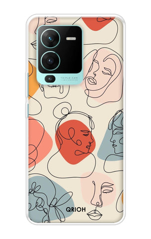 Abstract Faces Soft Cover for Vivo V25 Pro
