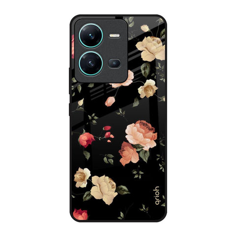Black Spring Floral Glossy Case for Vivo V25