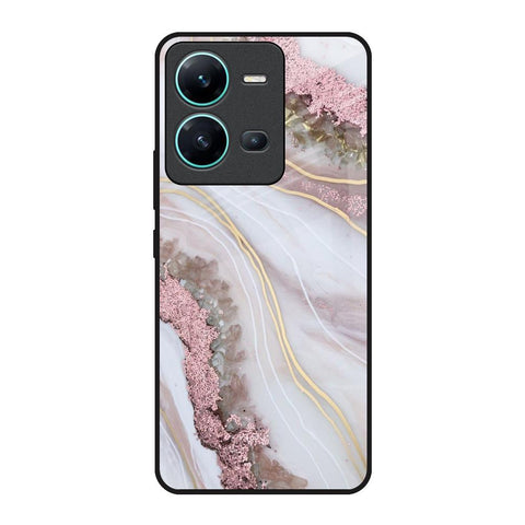 Pink & Gold Gllitter Marble Glossy Case for Vivo V25