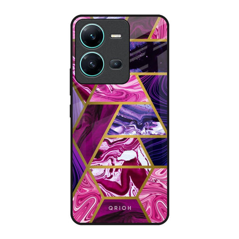 Electroplated Geometric Marble Glossy Case for Vivo V25