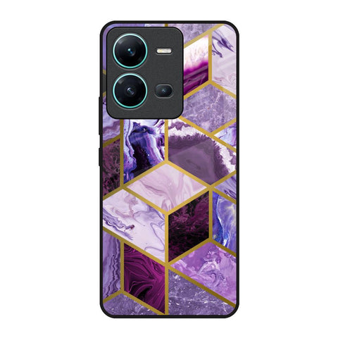 Purple Rhombus Marble Glossy Case for Vivo V25