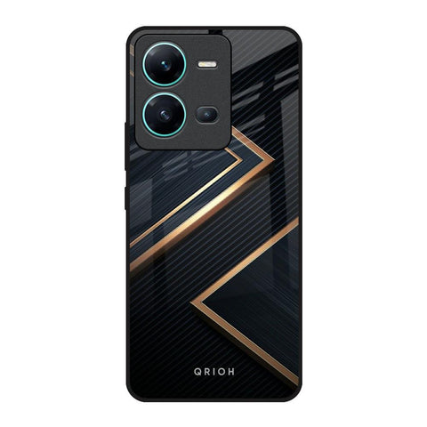 Sleek Golden & Navy Glossy Case for Vivo V25