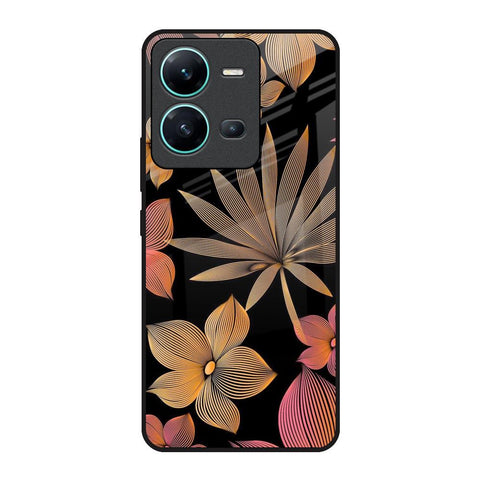 Lines Pattern Flowers Glossy Case for Vivo V25