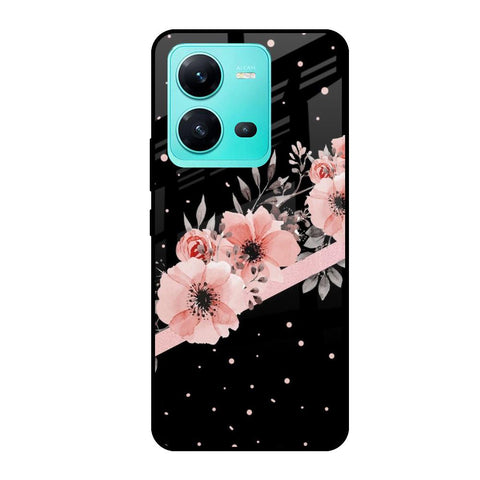 Floral Black Band Glossy Case For Vivo V25