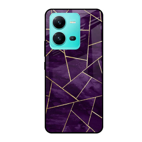 Geometric Purple Glossy Case For Vivo V25