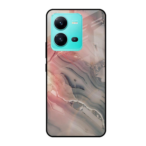 Pink And Grey Marble Glossy Case For Vivo V25