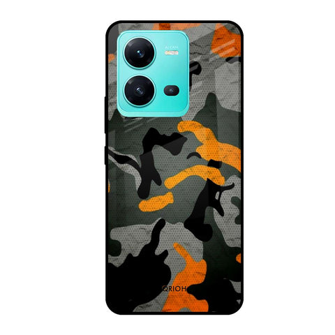 Camouflage Orange Glossy Case For Vivo V25