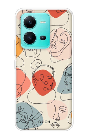 Abstract Faces Soft Cover for Vivo V25