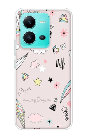 Unicorn Doodle Soft Cover For Vivo V25