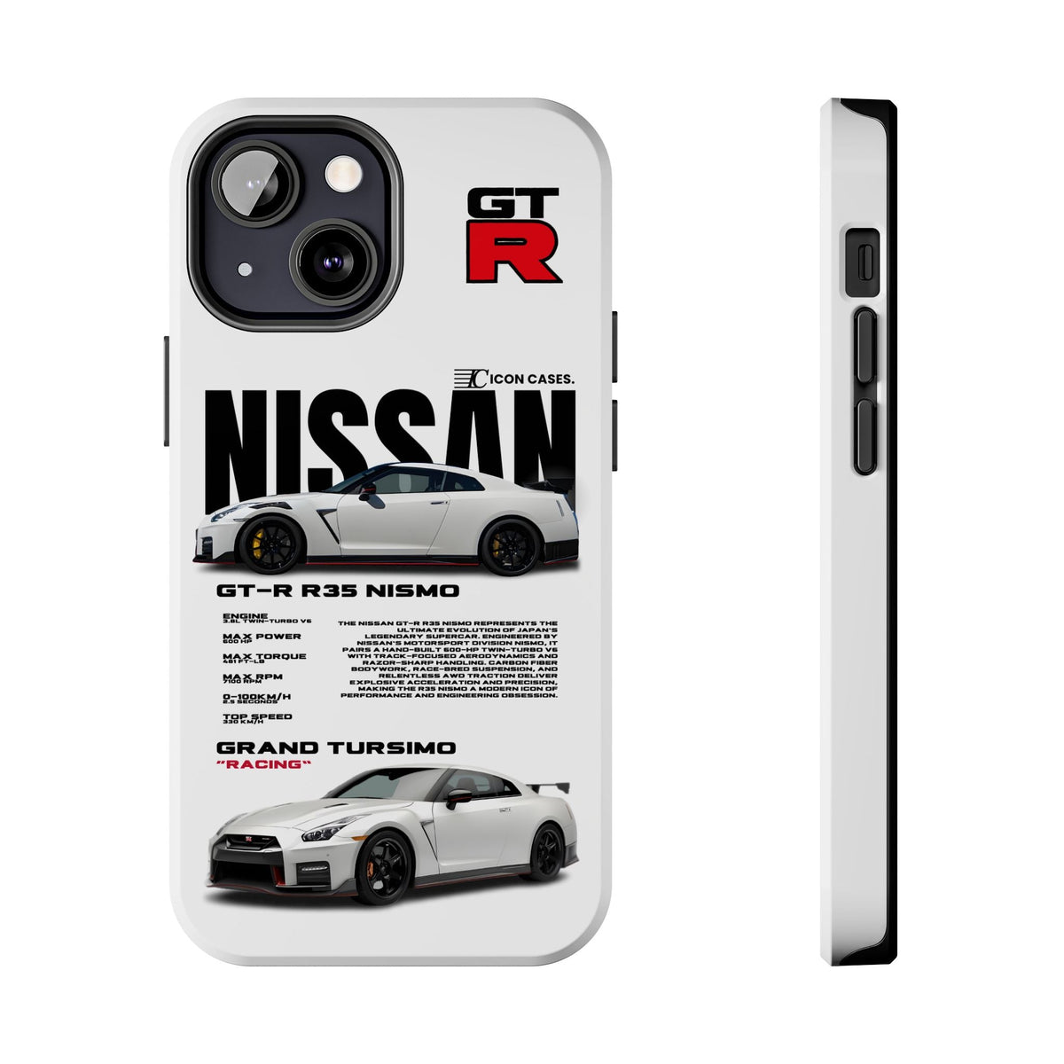 Nissan GT-R R35 White Premium Tough Shining Phone Case (Double Layer) Available For All iPhone Models