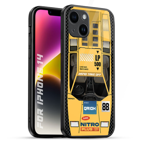 Yellow Racing Car Glossy Case for iPhone 14