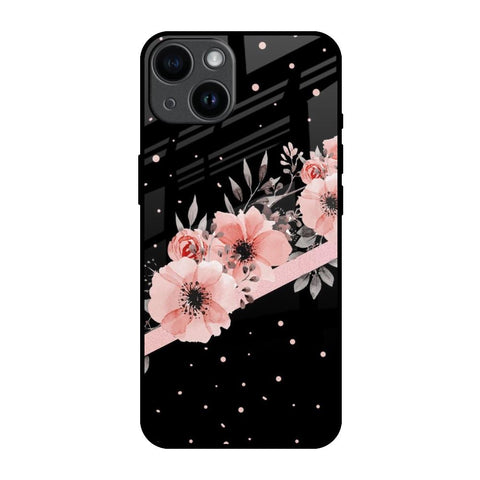 Floral Black Band Glossy Case For iPhone 14