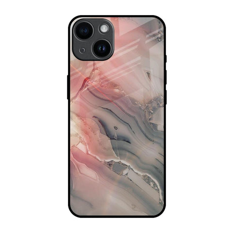 Pink And Grey Marble Glossy Case For iPhone 14
