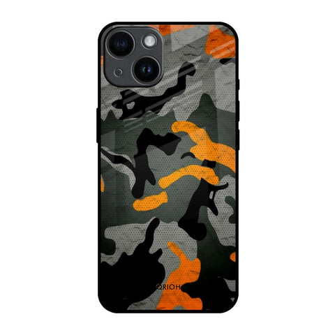 Camouflage Orange Glossy Case For iPhone 14