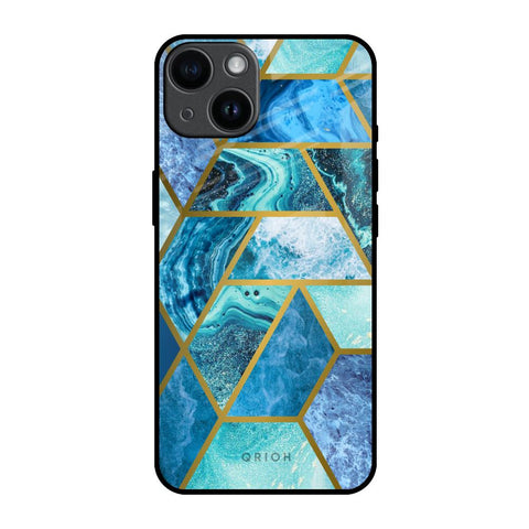 Turquoise Geometrical Marble Glossy Case for iPhone 14