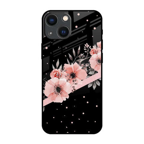 Floral Black Band Glossy Case For iPhone 14 Plus