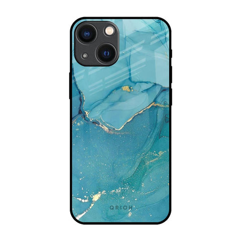 Blue Golden Glitter Glossy Case for iPhone 14 Plus