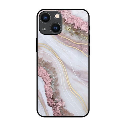 Pink & Gold Gllitter Marble Glossy Case for iPhone 14 Plus