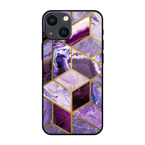 Purple Rhombus Marble Glossy Case for iPhone 14 Plus