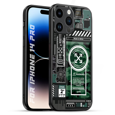 Green Camo Circuit Glossy Case for iPhone 14 Pro