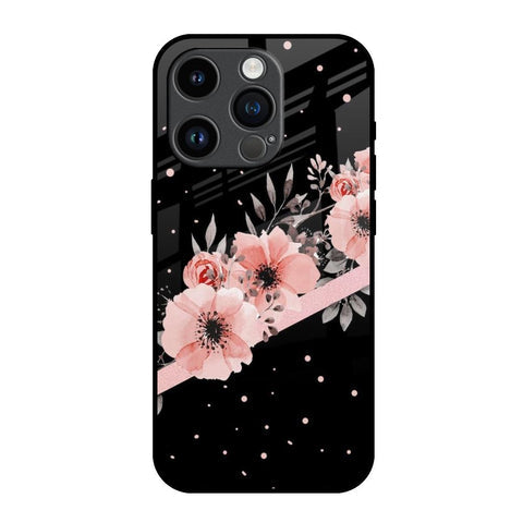 Floral Black Band Glossy Case For iPhone 14 Pro