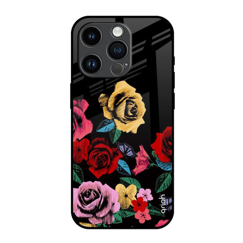 Floral Decorative Glossy Case For iPhone 14 Pro