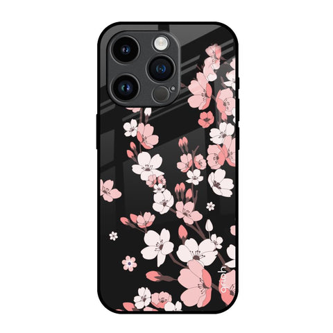 Black Cherry Blossom Glossy Case for iPhone 14 Pro