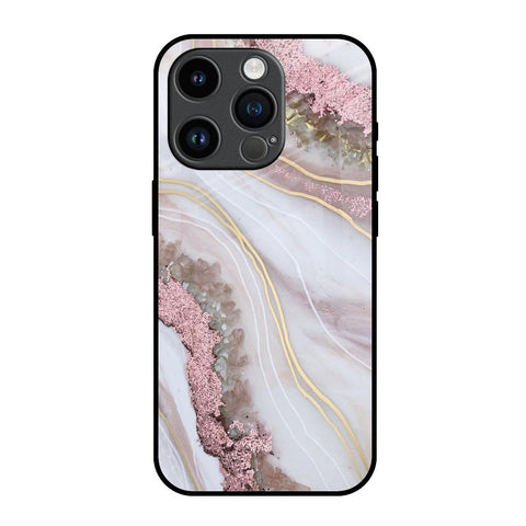 Pink & Gold Gllitter Marble Glossy Case for iPhone 14 Pro