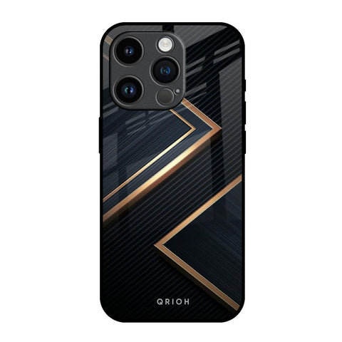 Sleek Golden & Navy Glossy Case for iPhone 14 Pro