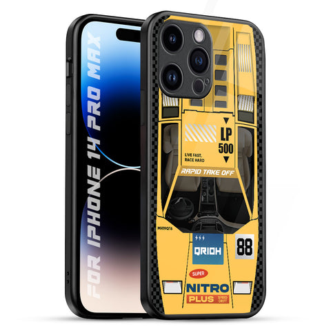 Yellow Racing Car Glossy Case for iPhone 14 Pro Max