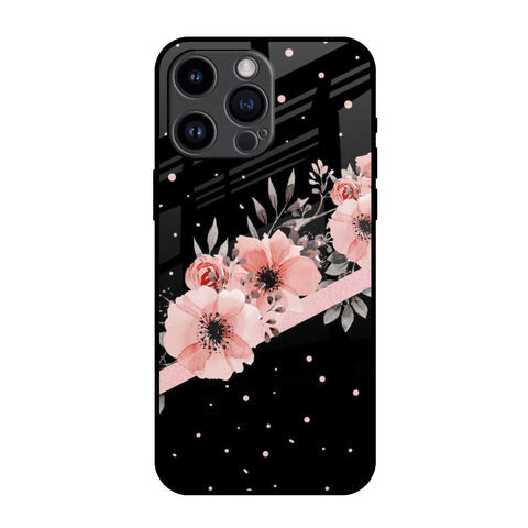 Floral Black Band Glossy Case For iPhone 14 Pro Max