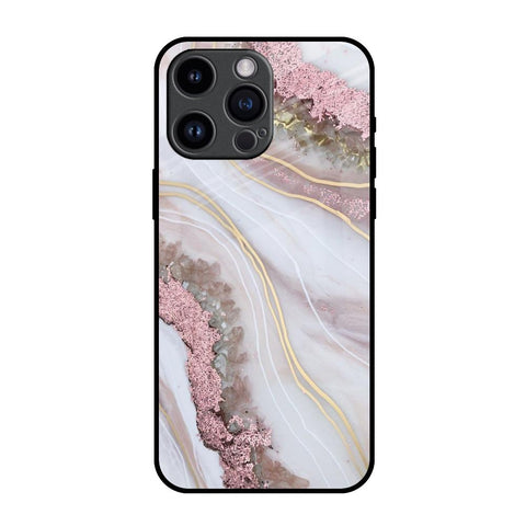 Pink & Gold Gllitter Marble Glossy Case for iPhone 14 Pro Max