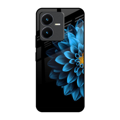 Half Blue Flower Glossy Case for Vivo Y22