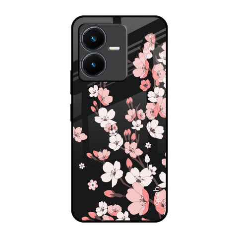 Black Cherry Blossom Glossy Case for Vivo Y22