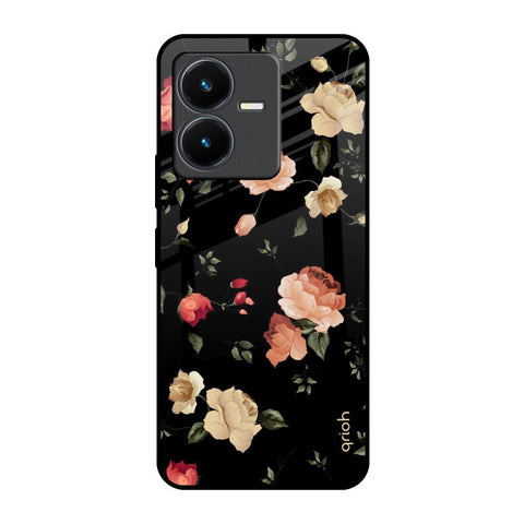 Black Spring Floral Glossy Case for Vivo Y22