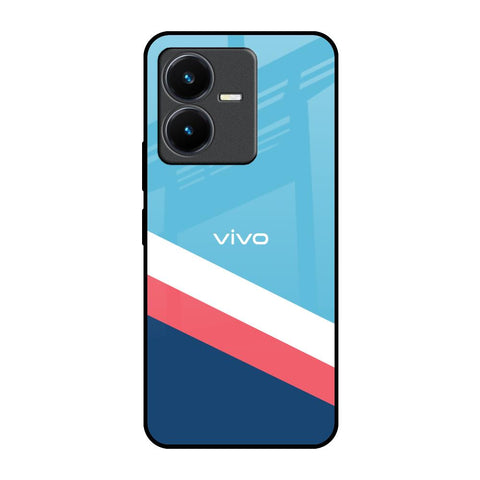 Pink & White Stripes Glossy Case For Vivo Y22