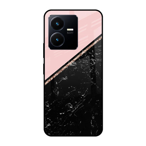 Marble Texture Pink Glossy Case For Vivo Y22